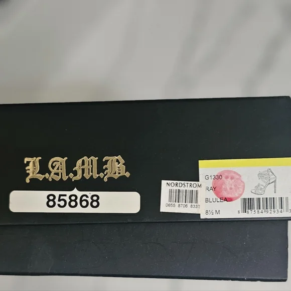 L.A.M.B. Qwen Stefani Blue Leather Strappy Heels - Picture 8 of 9